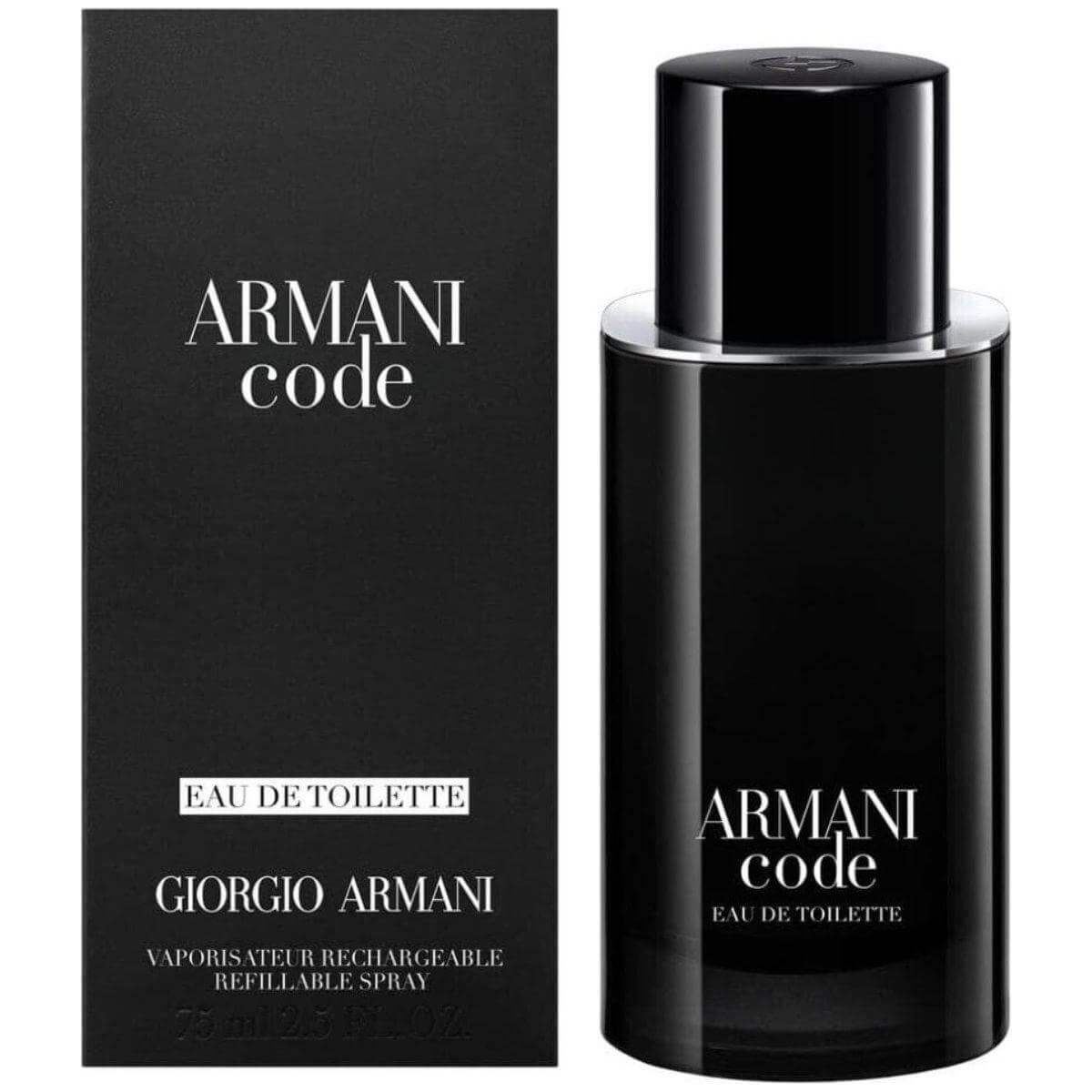 Armani Code refillable by Giorgio Armani cologne for men EDT 2.5 oz